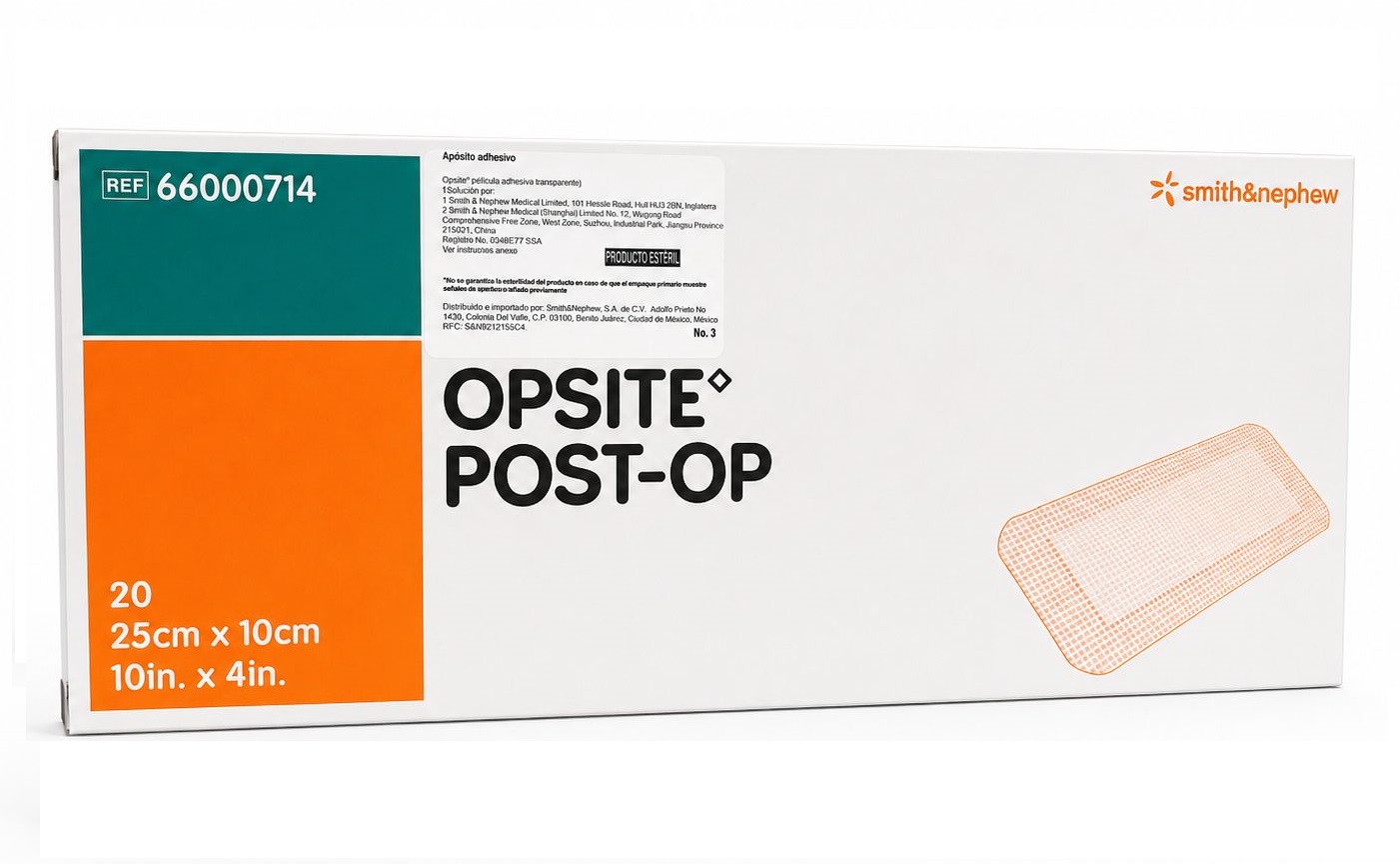 Opsite Post Op 25 cm. x 10 cm. cm Smith & Nephew Caja con 20 pzs.